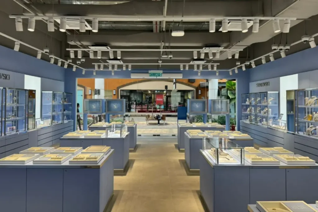 Legend Interiors' work for Swarovski in Johor Premium Outlets showcases expert fit-out project management for luxury retail stores